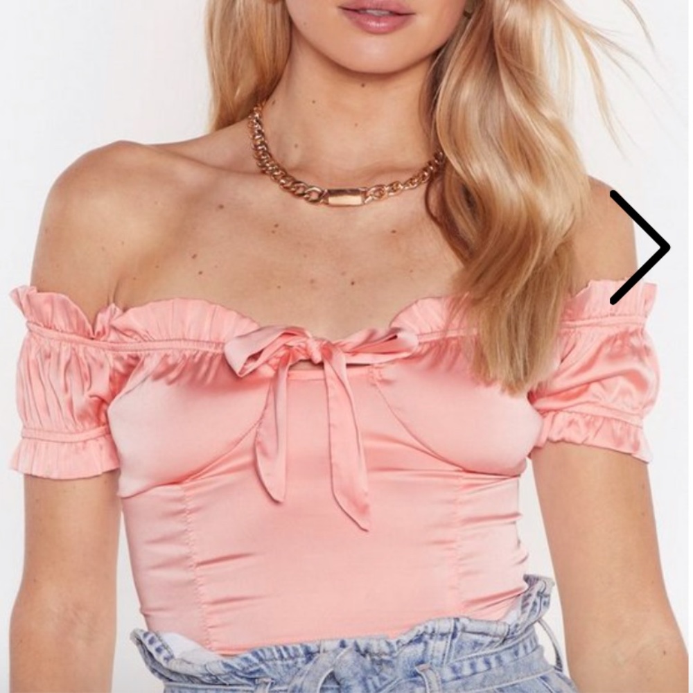 Satin Bodice Crop Top with Off-The-Shoulder Silhou